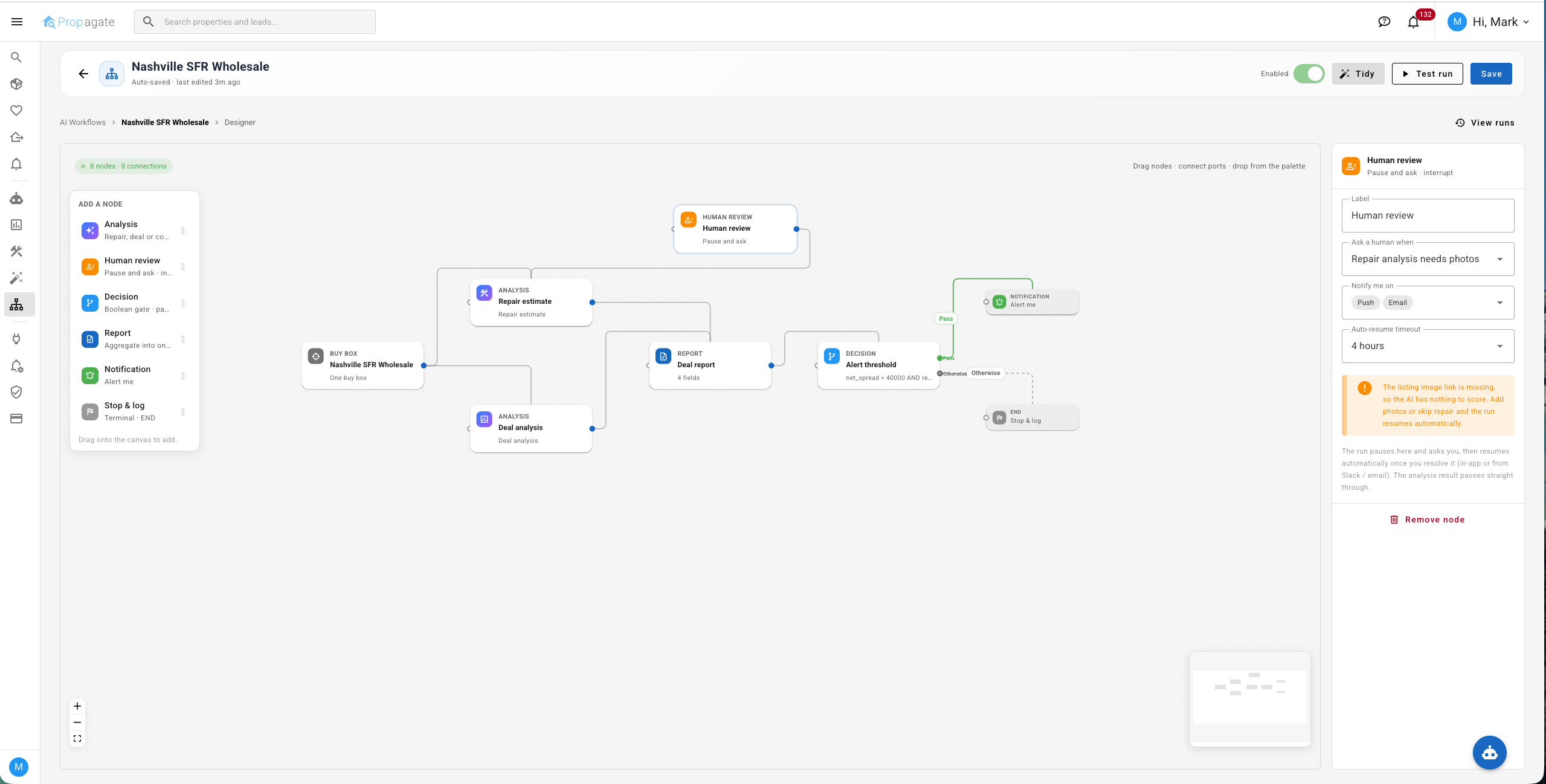 AI Workflows visual pipeline builder